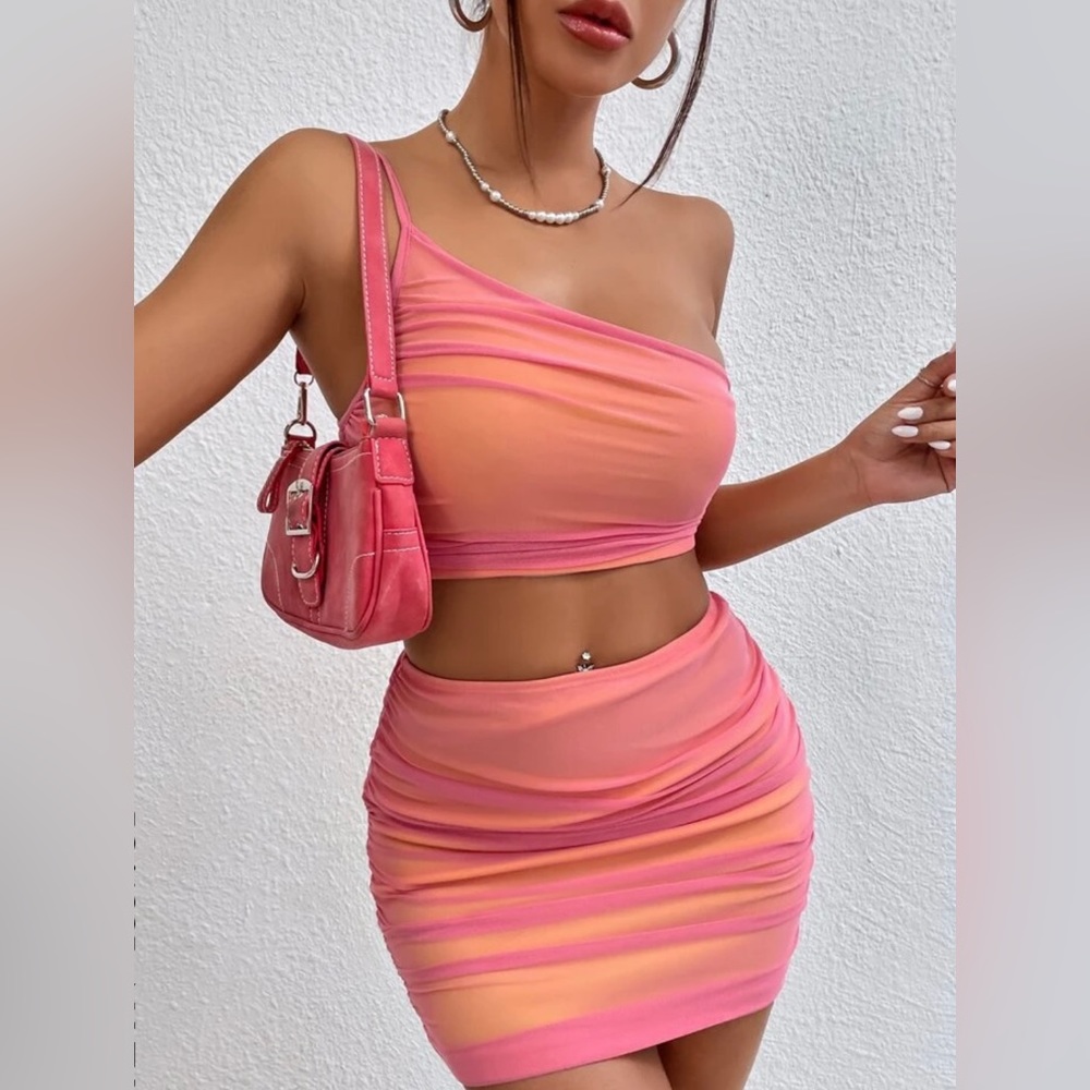 Matching Skirt and One Shoulder Set